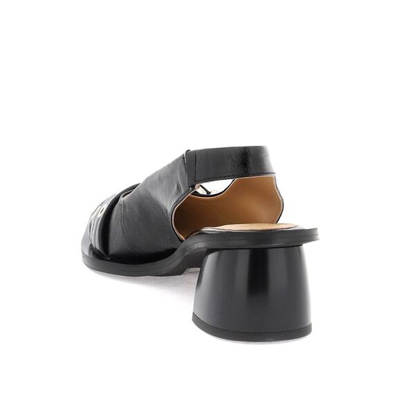 Unique Pointed Wide Heel Slingback Decollet&eacutes for Women - Black - Picture 3 of 3